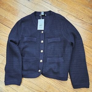 Women's Dark Blue Free Assembly Knit Cardigan Jacket NWT Size M